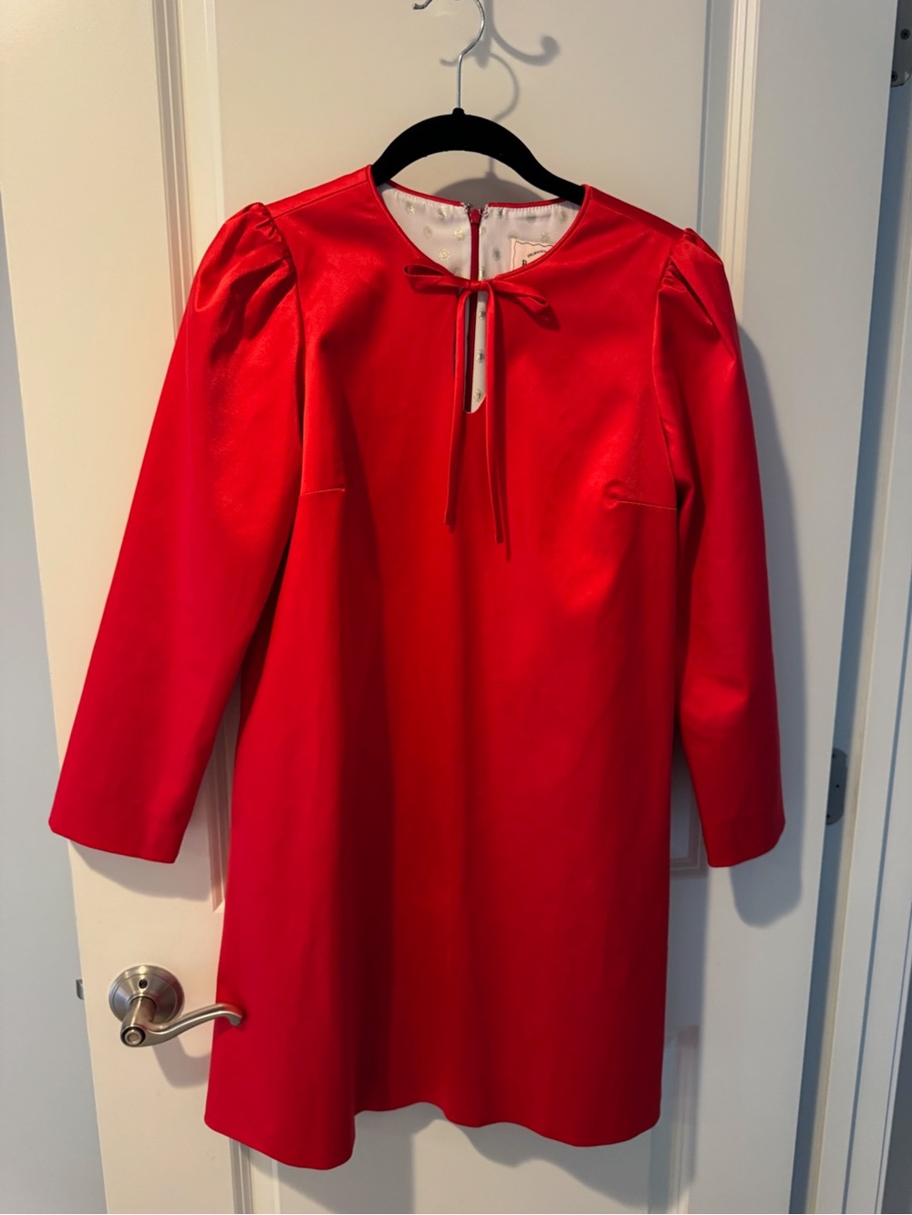 Buru Red Satin Bow-Tie Long Sleeve Formal Dress | Size XS